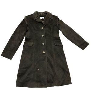 Calvin Klein Women's Black Angora Wool Mid-Length Overcoat Size 6 Button-Up